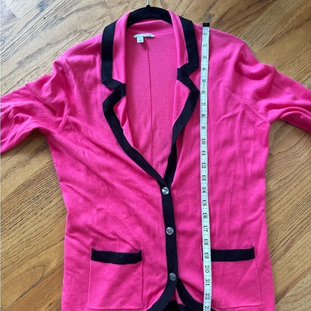Halogen Hot Pink and Black Knit Stretch Blazer Sweater 3/4 Sleeve sz M - Picture 11 of 11